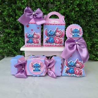 Kit  Caixas Angel e Stitch + BRINDE / Lembrancinha de Festa / Aniversário/ Caixas Milk Pirâmide / Lilo e Stitch