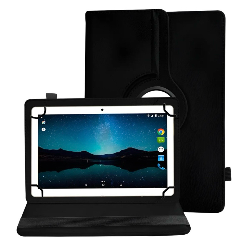 Capa Universal 10 Polegadas em Couro Giratória – Ideal Para Tablet Multilaser M10 / Lenovo Tab 10.1/ Positivo Q10 10.1