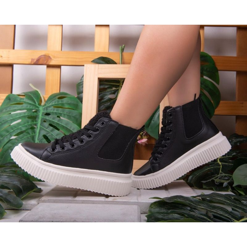 Tênis Botinha Sneaker Feminino Casual Cano Alto Fitness Promoção
