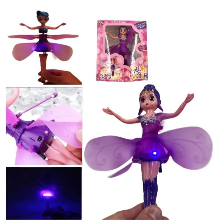 Brinquedo Boneca Fada Voadora De Verdade Com Sensor Mão Luz Indução Infravermelho fada Asa Mágicas