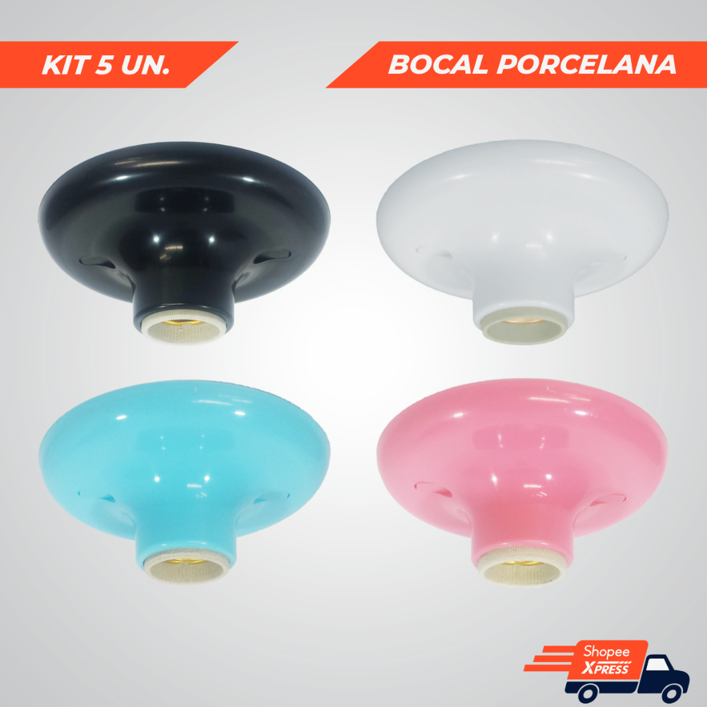 kit 5 Luminária Plafon Utron Bocal Soquete Cerâmico - 4 Cores em Oferta na Shopee