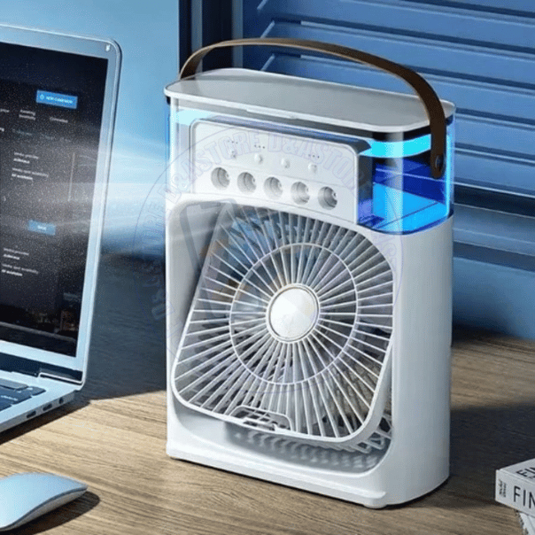 Resfriador De Ar Umidificador Ventilador Portátil Com Led Reservatório De Água
