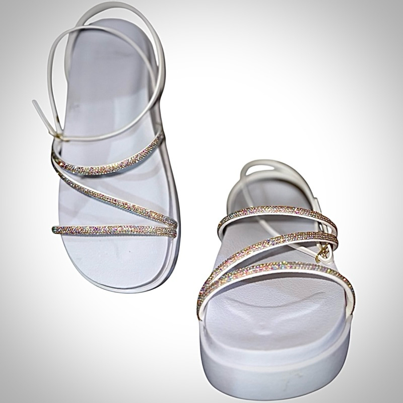 Papete Birken branca stras luxo confortável feminina tendência lançamento.