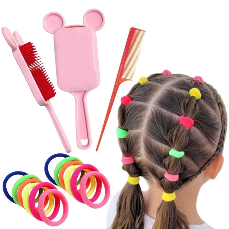 Kit Penteado Infantil 12 Xuxinhas | Escova Raquete | Pente Fino em Oferta na Shopee