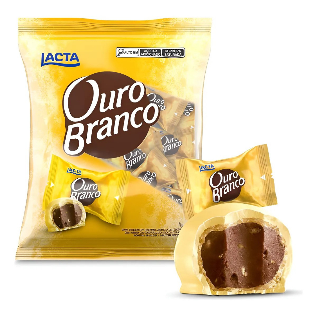 Bombom Ouro Branco Chocolate Branco 1kg Pacote Econômico Original Lacta