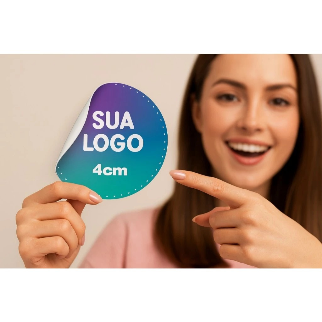 Etiquetas Adesivas 4x4cm Personalizados Adesivo Couchê Qualidade Premium