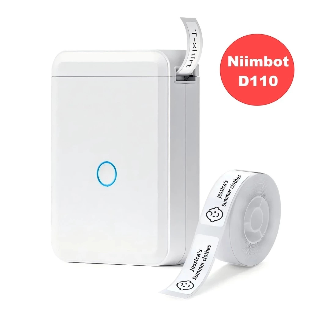 Imagem Niimbot D110 Impressora De Etiqueta Térmica Portátil Sem Fio Bluetooth + 1 Rolo Etiqueta REAL
