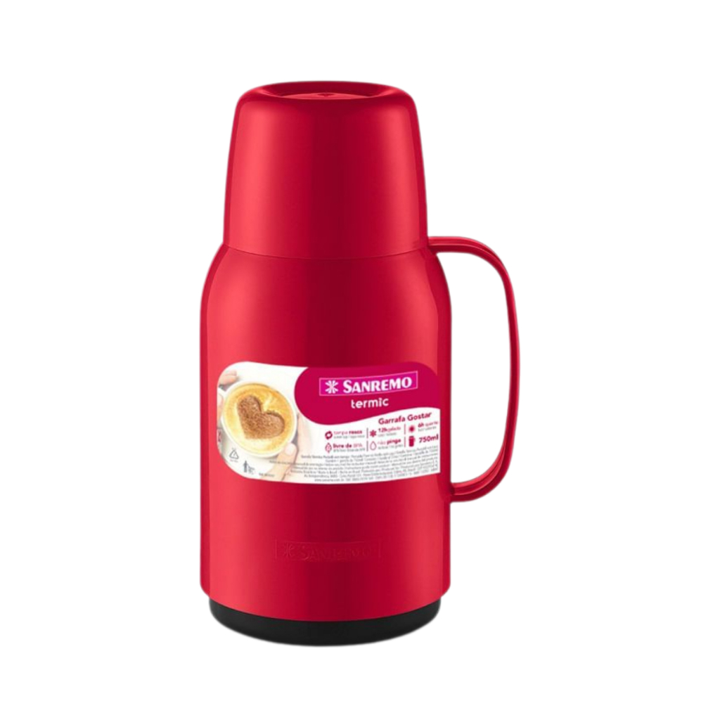 Garrafa Térmica Bule Gostar Plástica 750ml Vermelho Termic Sanremo