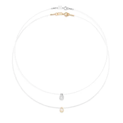 Gargantilha Rommanel Ponto de Luz Nylon Com Cristal Ouro ou Prata 531837 / 830131