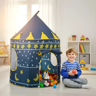 Barraca Castelo para Crianças- Azul e Rosa- Cabana de Brincar Menina/Menino - Tenda Infantil