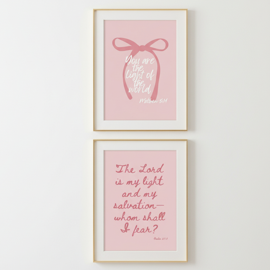 Quadros decorativos Religião Rosa Bíblia Verso citação inspirada em Salmo 27:1, João 5:14 (2 peças) em Oferta na Shopee