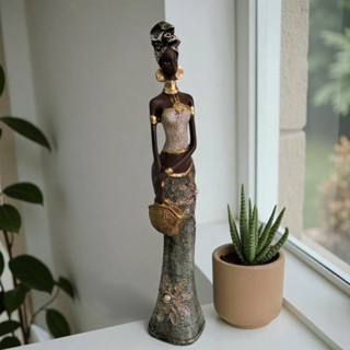 Estatueta decorativa mulher africana com bolsa , escultura em gesso esculpido em Oferta na Shopee