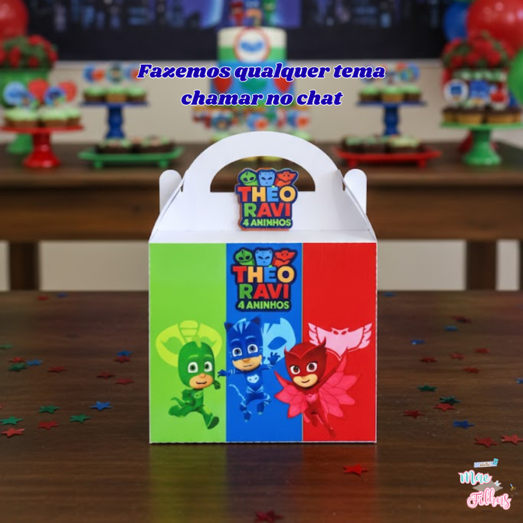 Caixa maleta personalizada PJ Masks | Caixa cereja | Lembrancinhas Festa | Caixa surpresa | Fazemos qualquer tema