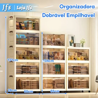 Caixa Organizadora Dobrável Armario Armazenamento Empilhavel Com Porta Rodinhas Multiuso em Oferta na Shopee