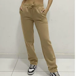 Calça Moletom Básica Sem Punho: Estilo Casual | Elástico na Cintura