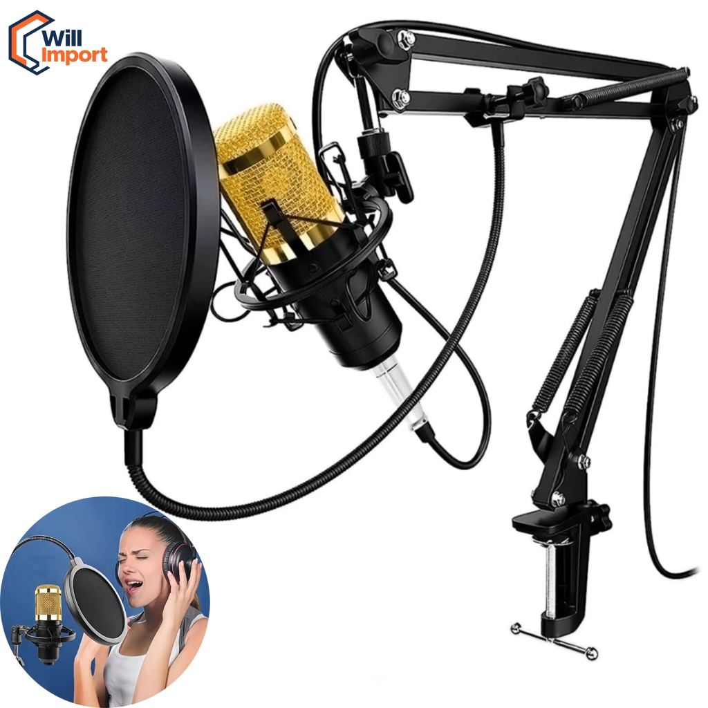 Kit Microfone Condensador Profissional Estúdio de Mesa para Criador Podcaster em Oferta na Shopee