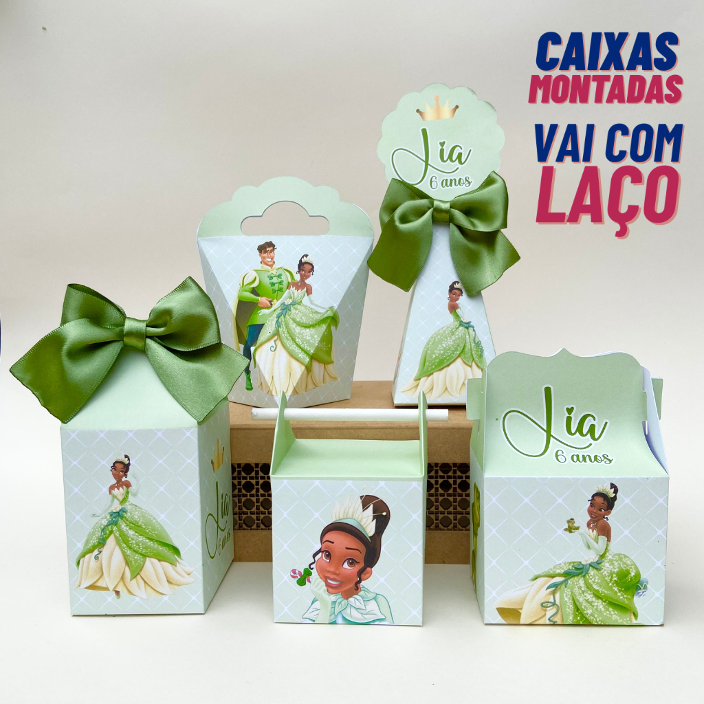 Kit Personalizado Tiana Princesa e o Sapo - CAIXAS MONTADAS - Lembrancinha - Festa Infantil - Aniversário