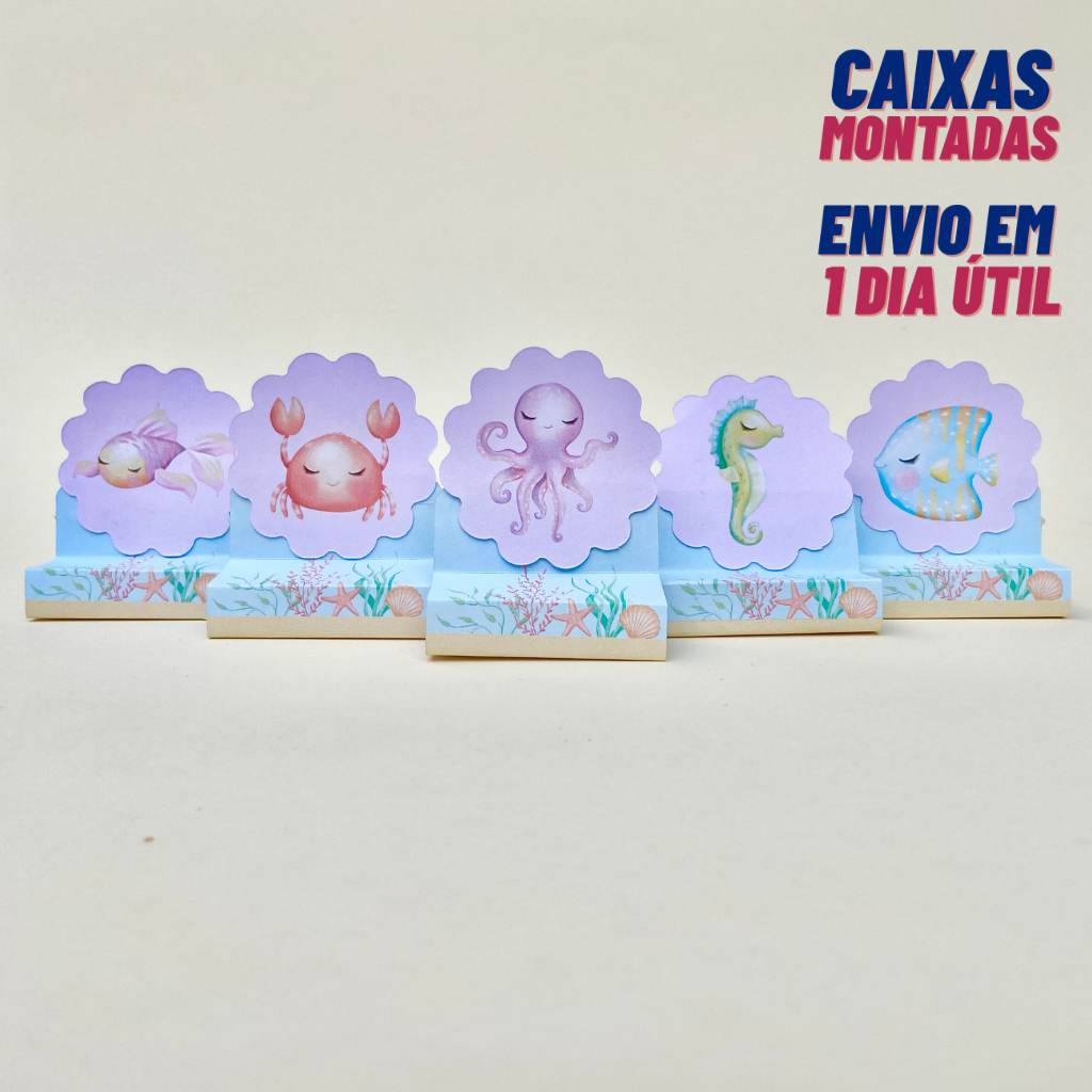 Porta Bis Duplo Fundo do Mar Menina - Lembrancinha - Festa Infantil - Aniversário - CAIXAS MONTADAS