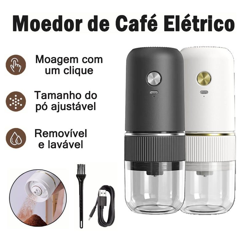 Imagem Moedor de café tempero elétrico portátil, núcleo de moagem cerâmica, moedor carga USB tipo C