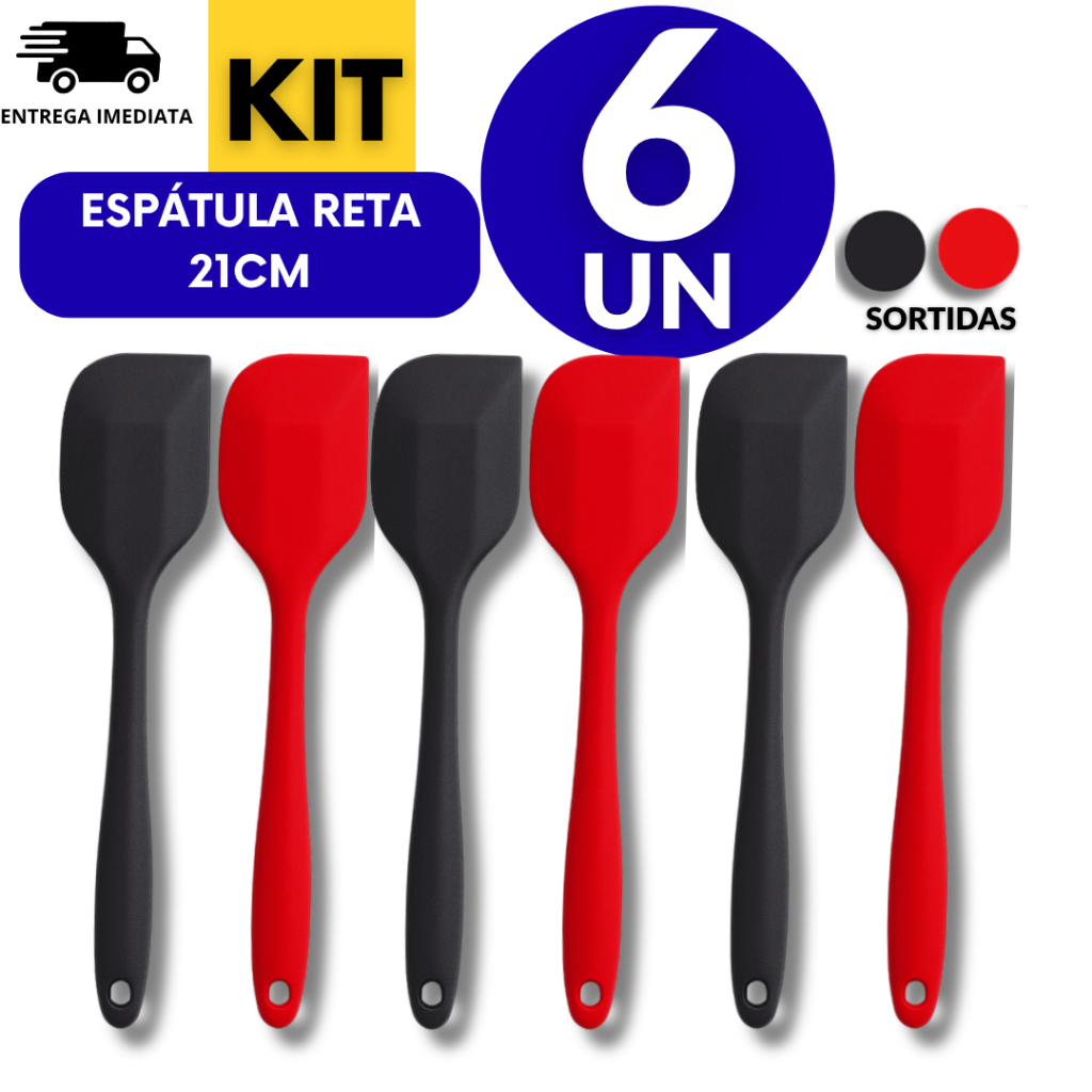 Kit 6 Espátula Pão Duro de Silicone Premium 21cm  Alta Qualidade e Resistente Multiuso em Oferta na Shopee