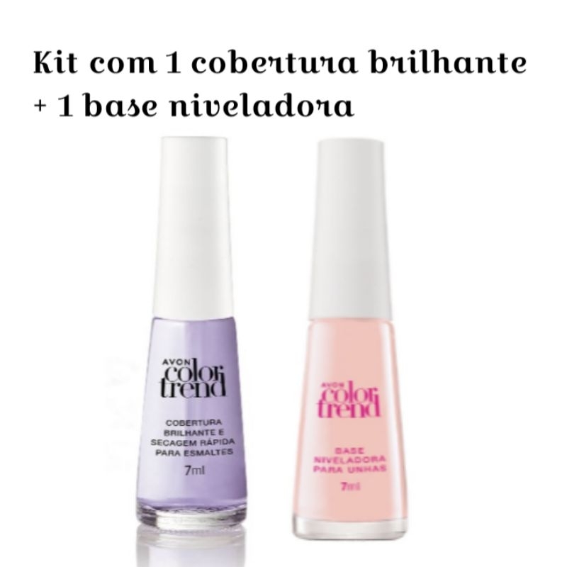 Kit com 2 cobertura brilhante Avon / extra brilho Avon / esmalte Avon / base niveladora