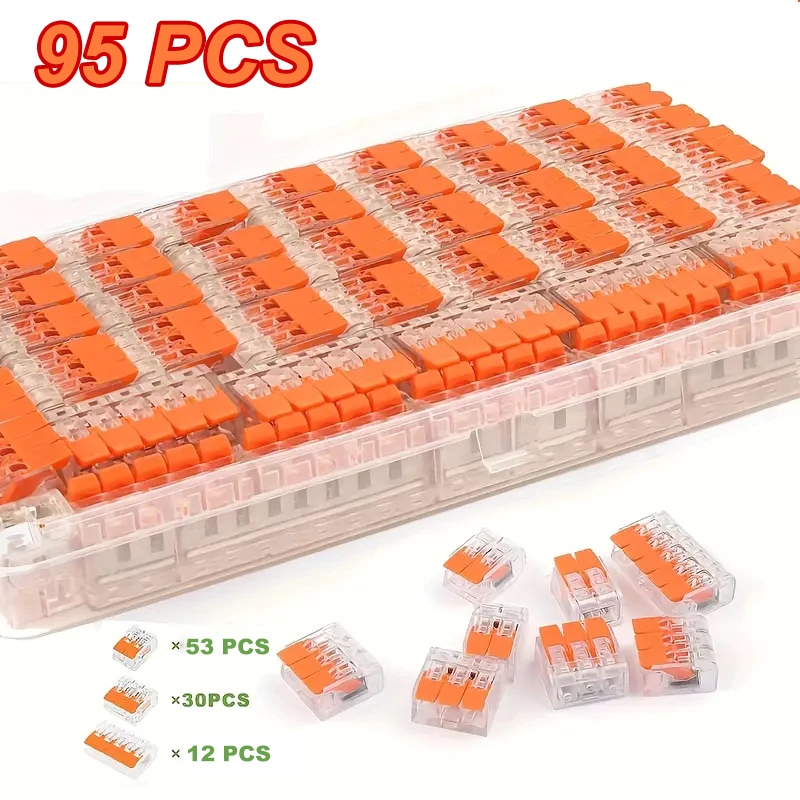 kit 95 Peças Conector Compacto Elétrico Emenda E Derivação 2, 3 e 5 vias 4mm e 6mm