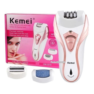 Depilador Feminino Barbeador Lixador Remove Pele Morta 3 Em1 KM-3010 em Oferta na Shopee