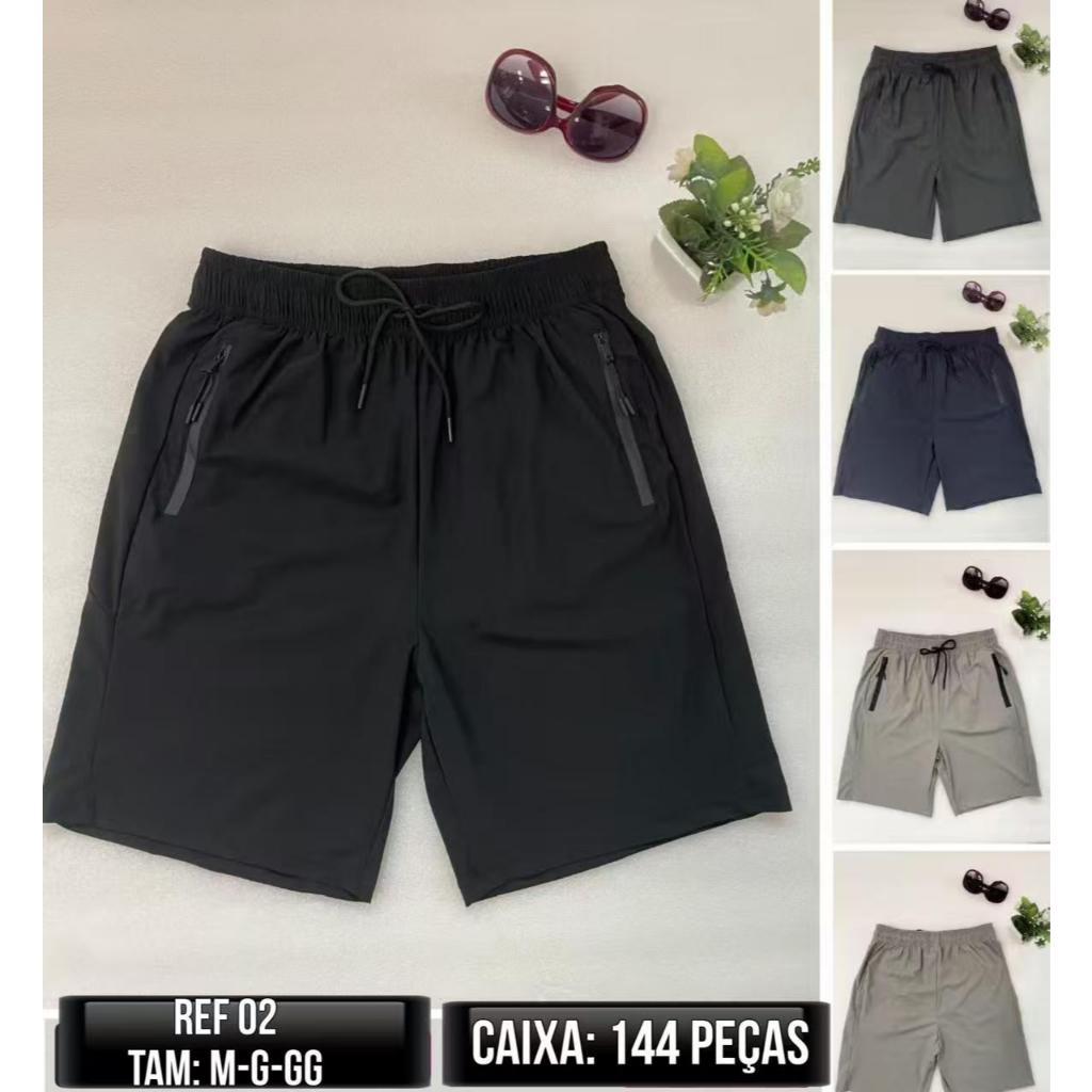 Bermuda Short Masculino  Praia 2 Bolsos Zíper Secagem Rápida