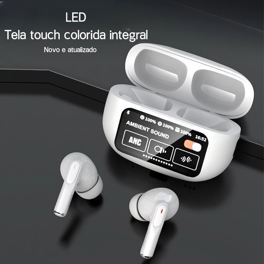A9 Pro Touch Screen ANC Fones de ouvido sem fio TWS com cancelamento de ruído Bluetooth 5.3
