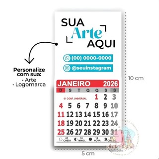 ENVIO RÁPIDO - 50 Mini Calendário Ímã de Geladeira 2026 Logomarca