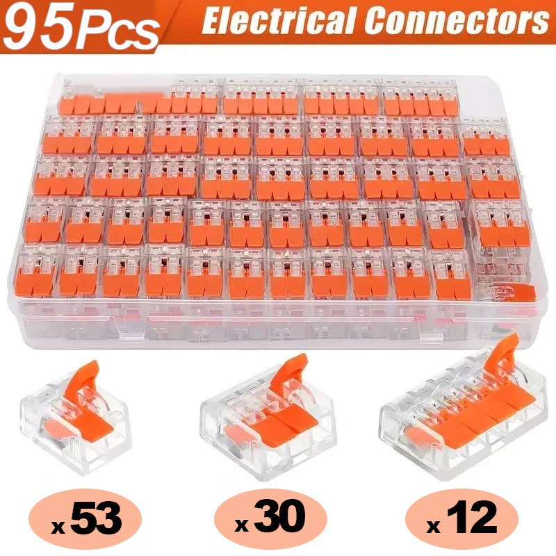 Kit 95 Peças Conectores Elétricos Emenda Wago Original 1, 2, 3 e 5 vias 4mm² e 6mm² 32 e 41A em Oferta na Shopee