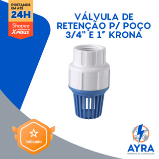 Válvula de Retenção p/ Poço 3/4" e 1” Krona | Roscável com Filtro | Evita Retorno de Água em Oferta na Shopee