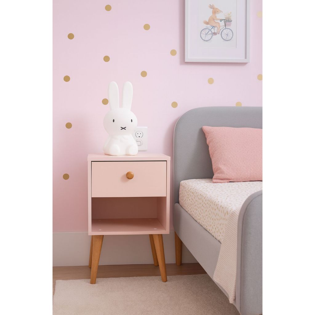 Mesa De Cabeceira 1 Gav/Nicho Com Pé Palito 30x60x30 Em MDF Rosa Milkshake