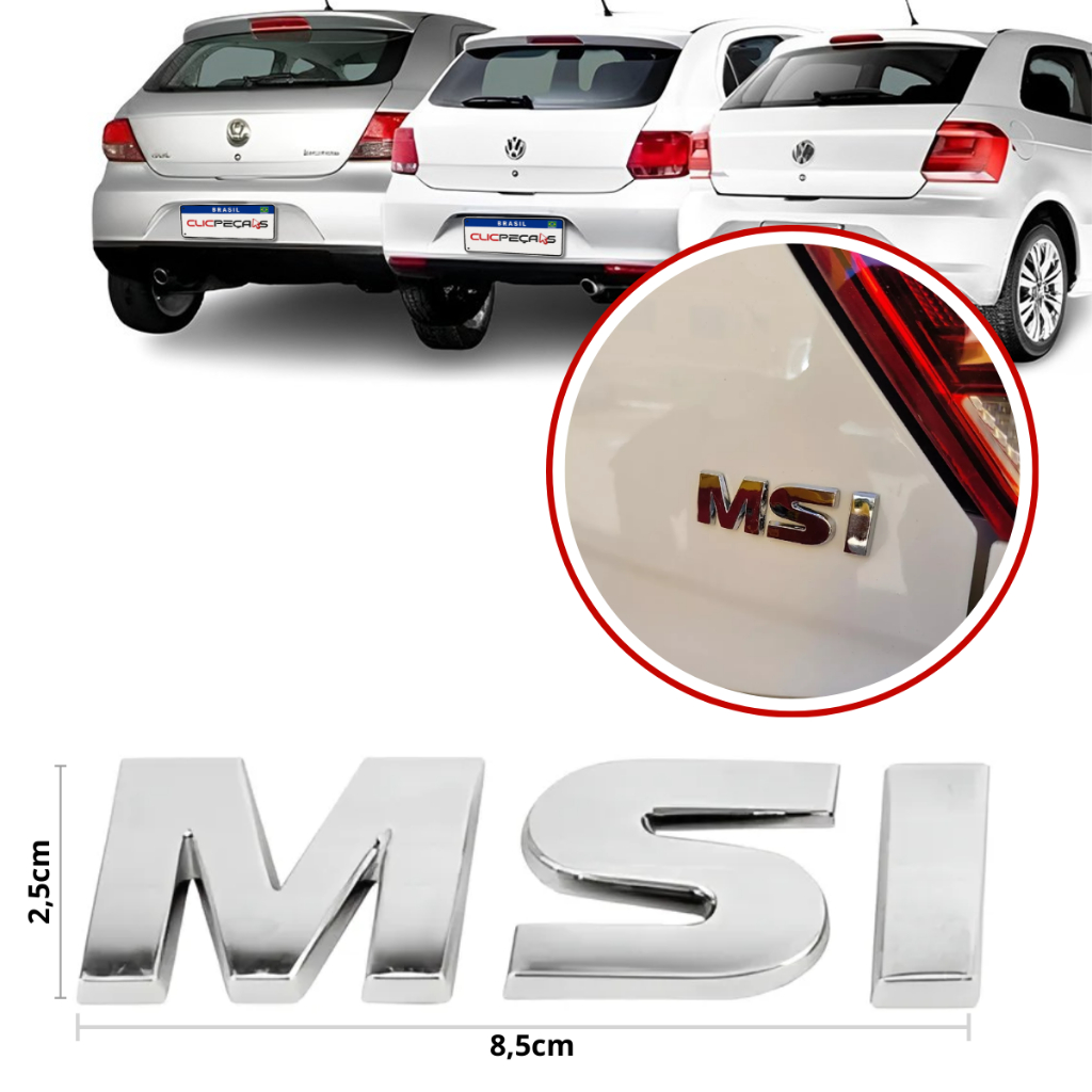 Emblema Msi Porta Mala Gol Fox Polo Voyage Polo Grande 8,5cm x 2,5cm em Oferta na Shopee