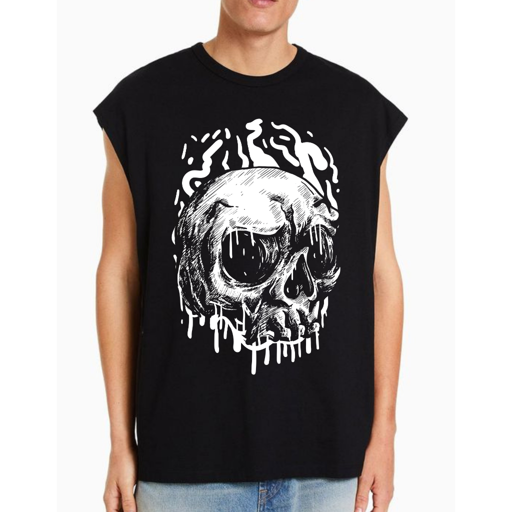 Regata Streetware Caveira Estilo Dark Larga Jovem Lançamento Premium
