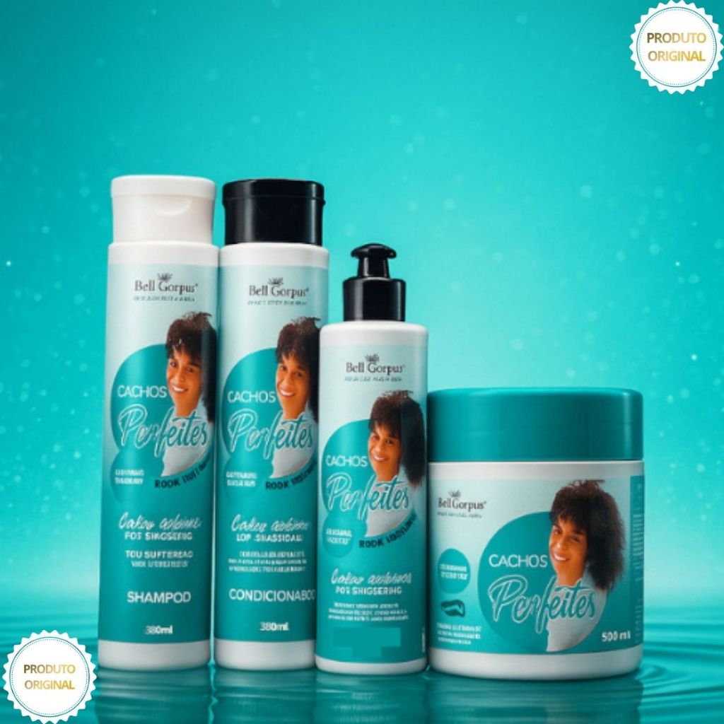 kit Capilar Cabelo Cacheado Cachos Perfeitos Shampoo e Condicionador Máscara de Hidratar BellCorpus