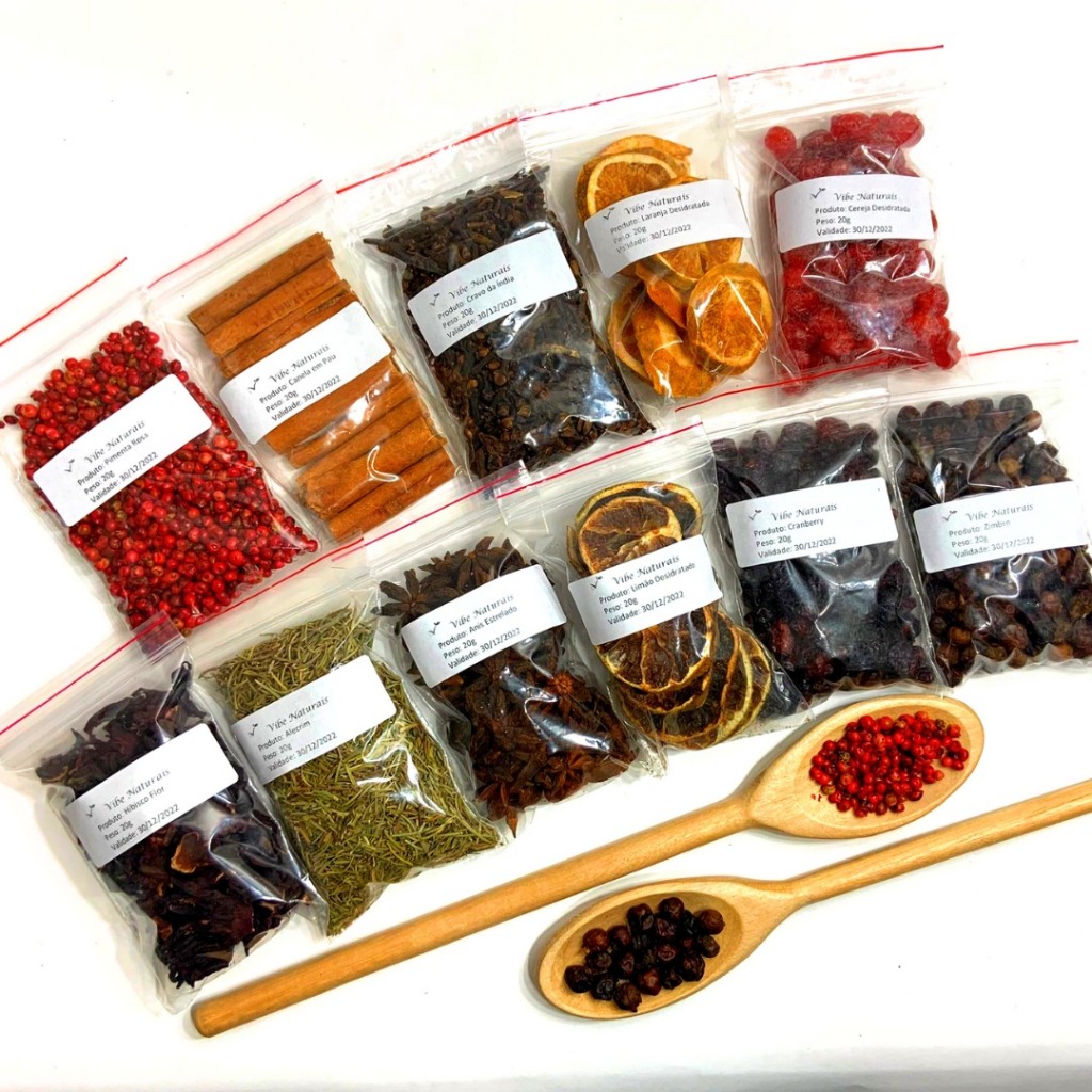 Kit 11 Especiarias Para Gin Chá Drinks Bebidas