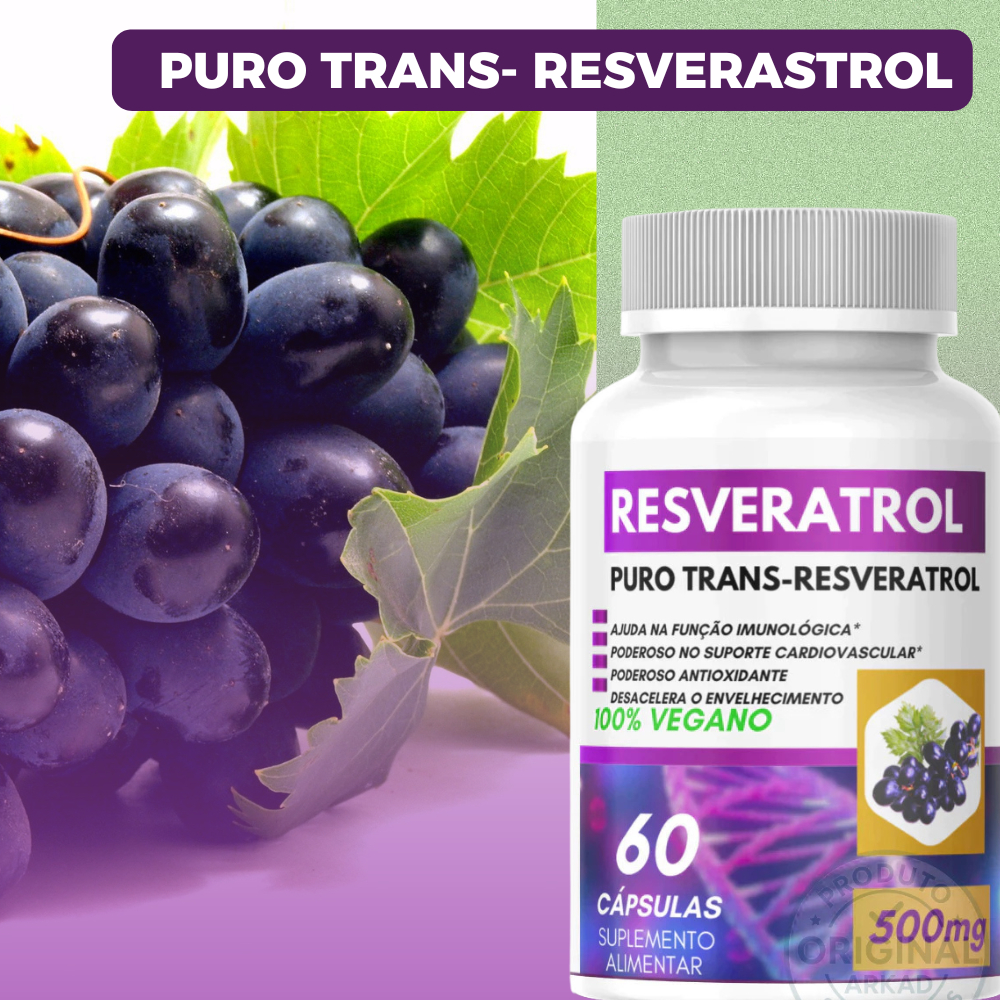 RESVERATROL Natural 100% Original 60 Capsulas 500Mg Trans Resveratrol