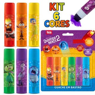 Tinta Guache Em Bastão 6 Cores Kit Pintura Infantil Divertidamente Tinta Escolar Volta às Aulas