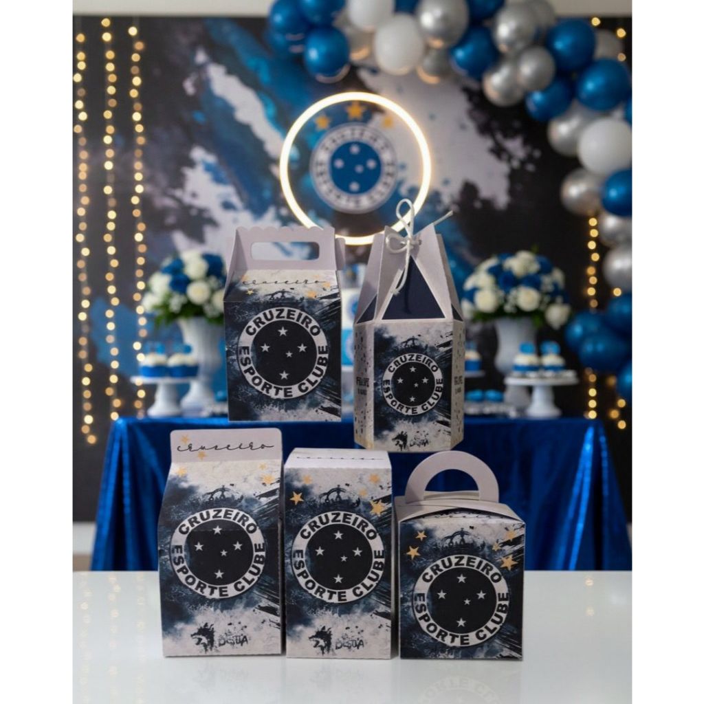 Kit Caixinhas Personalizadas Cruzeiro Esporte Clube Lembrancinha Surpresinha Para Festa De Aniversário Infantil e Adulto
