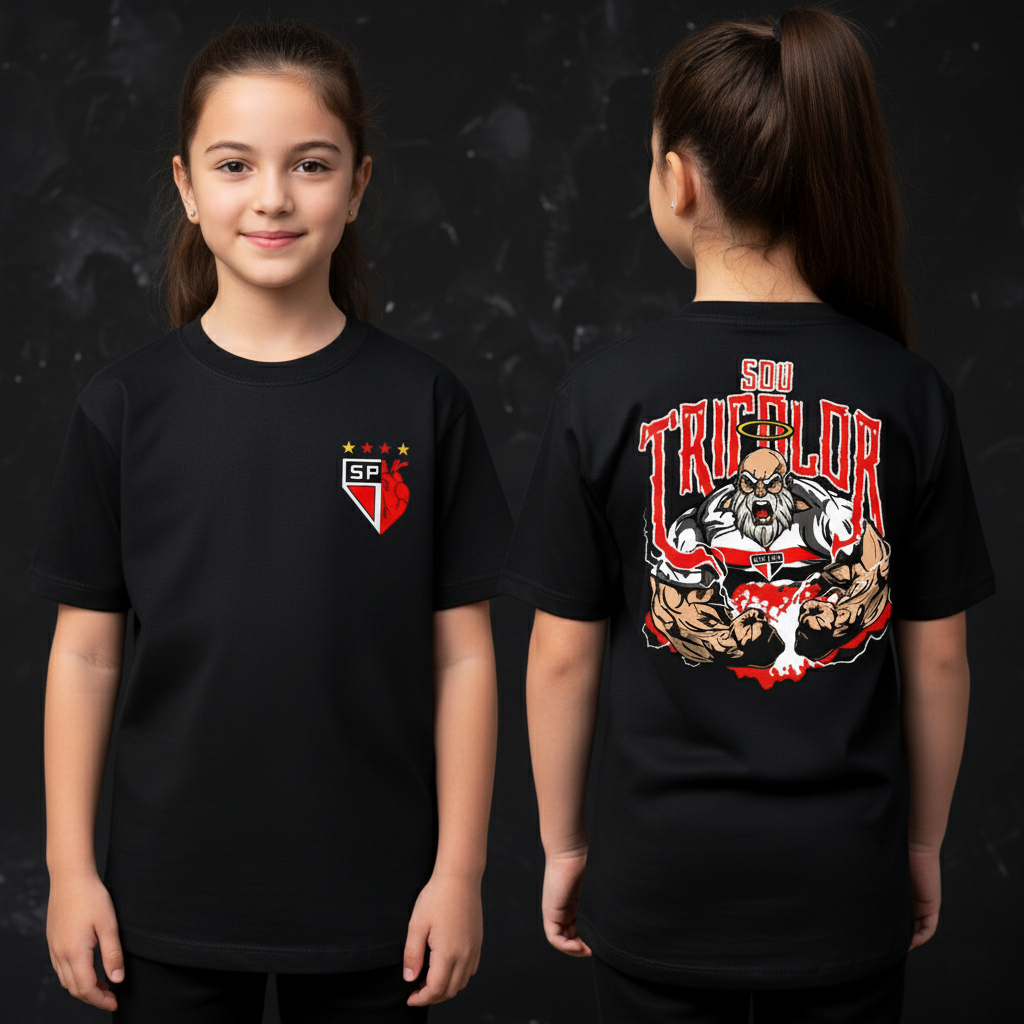 Camiseta Infantil De Time Sou Tricolor São Paulo Camisa De Menino e Menina 100% Algodão Lançamento — imagem 2 de 2