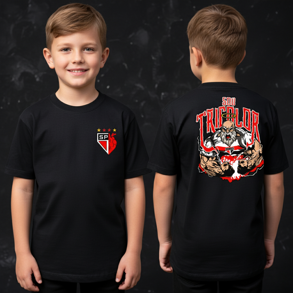 Camiseta Infantil De Time  Sou Tricolor  São Paulo Camisa De Menino e Menina 100% Algodão Lançamento