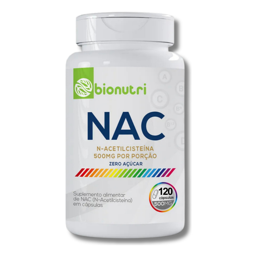 NAC N-Acetilcisteína - 120 cápsulas 500mg - Zero Açúcar Bionutri
