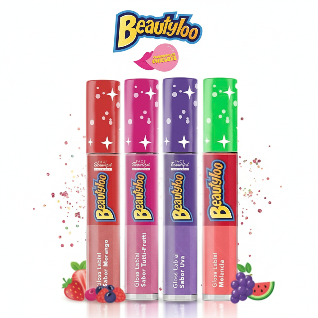 Kit Gloss Beautyloo Cheirinho Nostálgico de Chiclete Face Beautiful 3,8 ML
