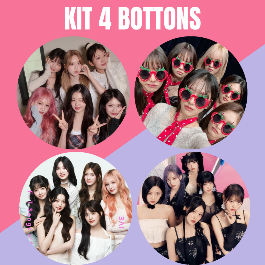 KIT IVE BIAS 4 Bottons 4,5CM Broche KPOP-IDOL-COREANO- Bottom botton Boton Buton alfinete Boton Button Pin Botum