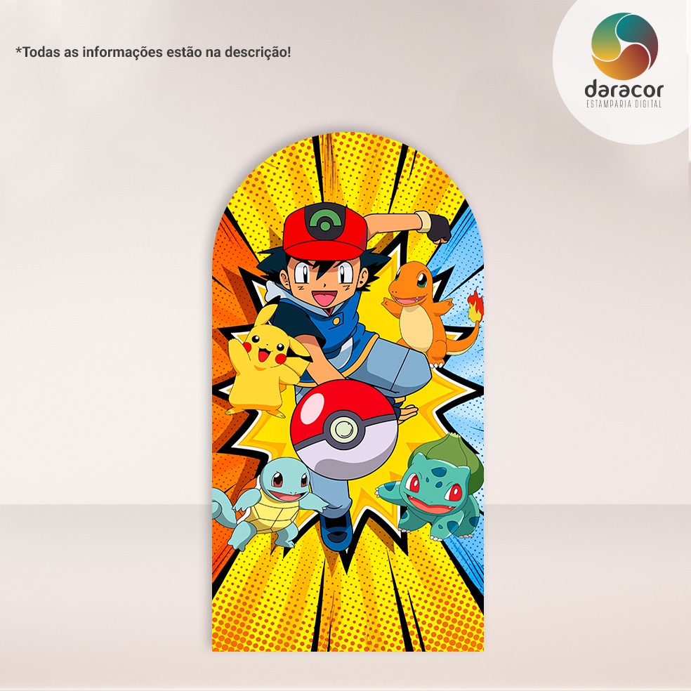 Capa de Painel Vertical Pokémon Romano C/Elástico e Retangular c/ Overlock - Face Única Tam Diversos