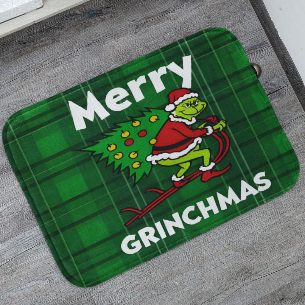 Tapete Porta de Entrada Grinch Feliz Natal Merry Christmas 55x35 Antiderrapante