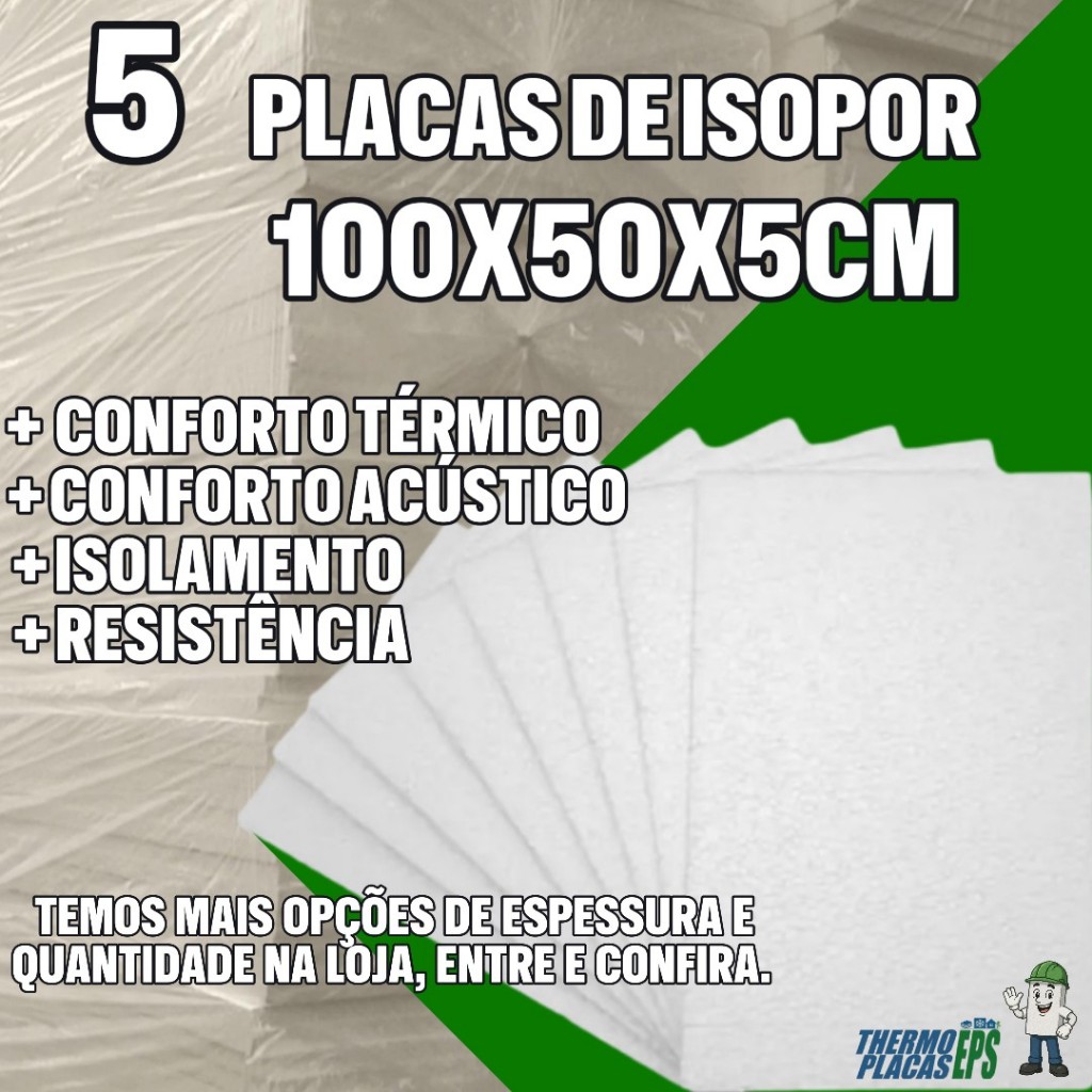 5 Placas De Isopor Antichamas Espessura 50mm (5cm) Forro Térmico Acústico em Oferta na Shopee