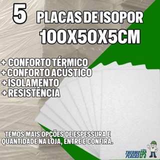 5 Placas De Isopor Antichamas Espessura 50mm (5cm) Forro Térmico Acústico em Oferta na Shopee