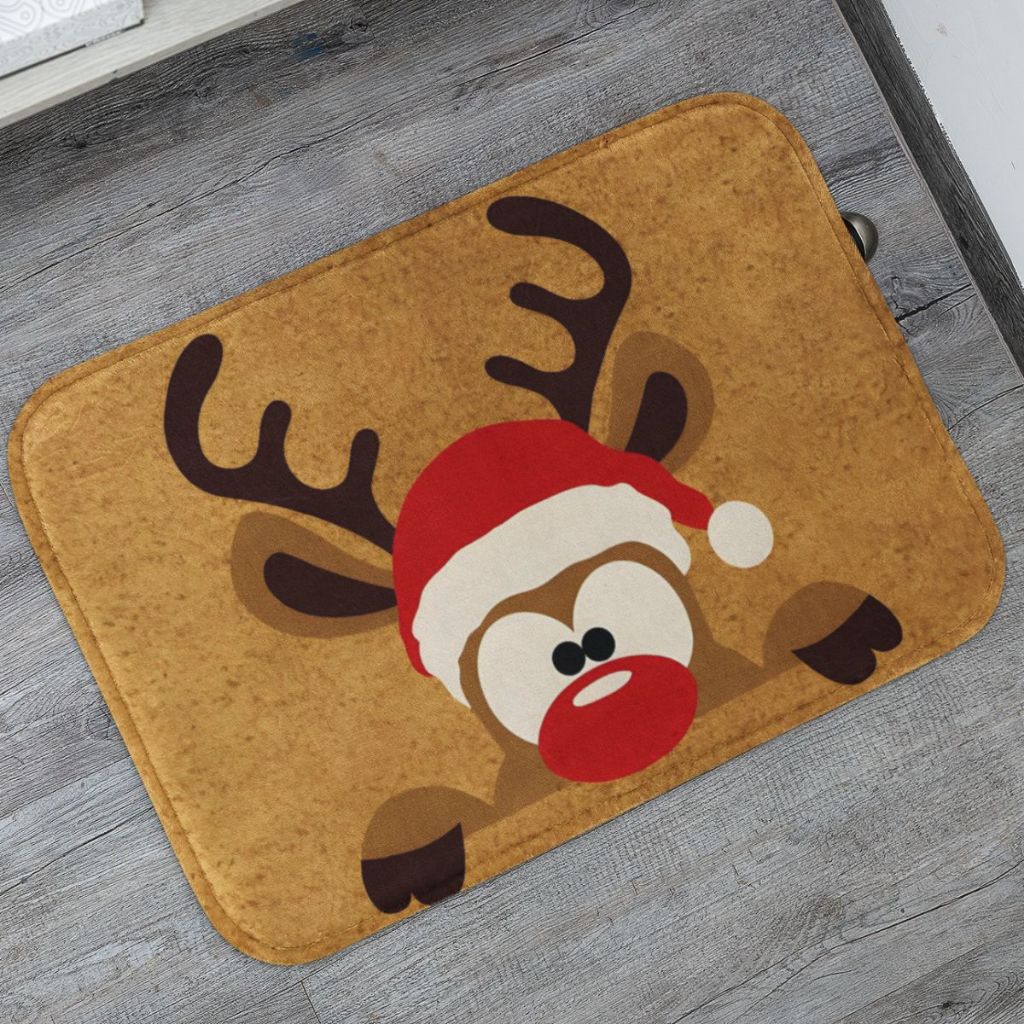 Tapete Porta de Entrada Feliz Natal Merry Christmas Personalizado 55x35 Antiderrapante